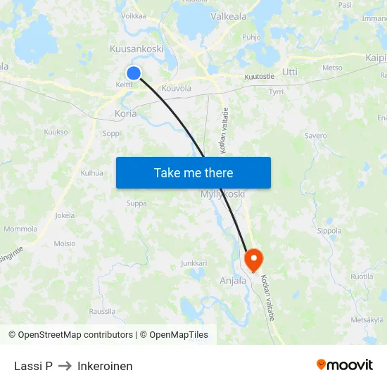 Lassi P to Inkeroinen map