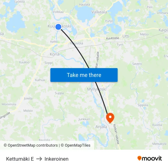 Kettumäki E to Inkeroinen map