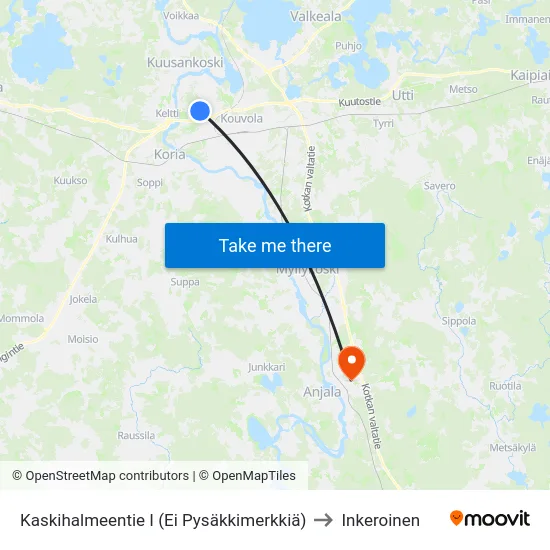 Kaskihalmeentie I (Ei Pysäkkimerkkiä) to Inkeroinen map