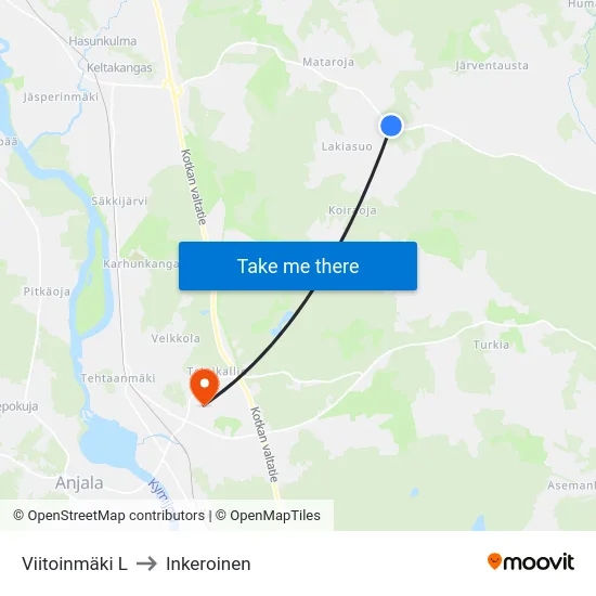 Viitoinmäki L to Inkeroinen map