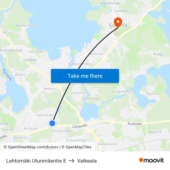 Lehtomäki Utunmäentie E to Valkeala map