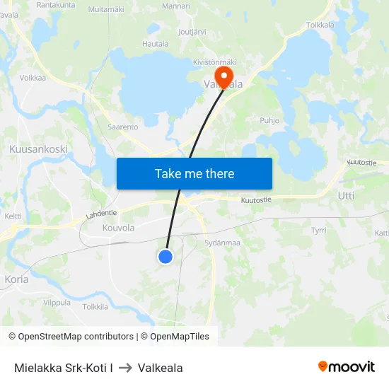 Mielakka Srk-Koti I to Valkeala map