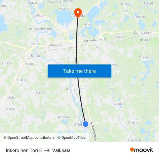 Inkeroinen Tori E to Valkeala map