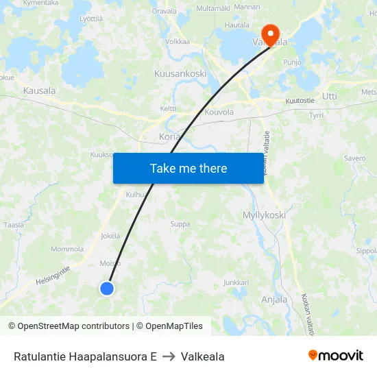 Ratulantie Haapalansuora E to Valkeala map
