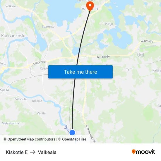 Kiskotie E to Valkeala map