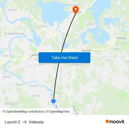 Lopotti E to Valkeala map