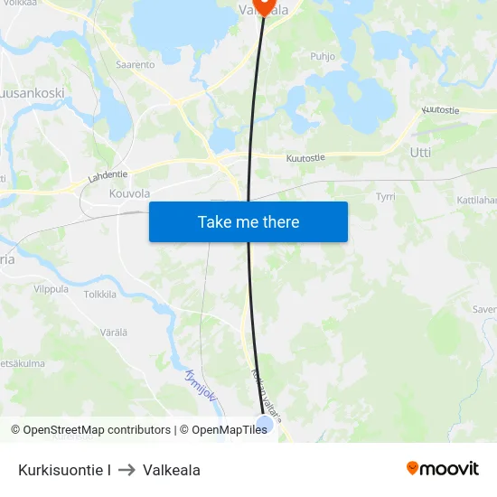 Kurkisuontie I to Valkeala map