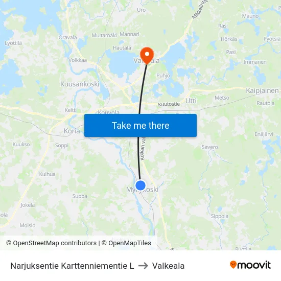 Narjuksentie  Karttenniementie L to Valkeala map