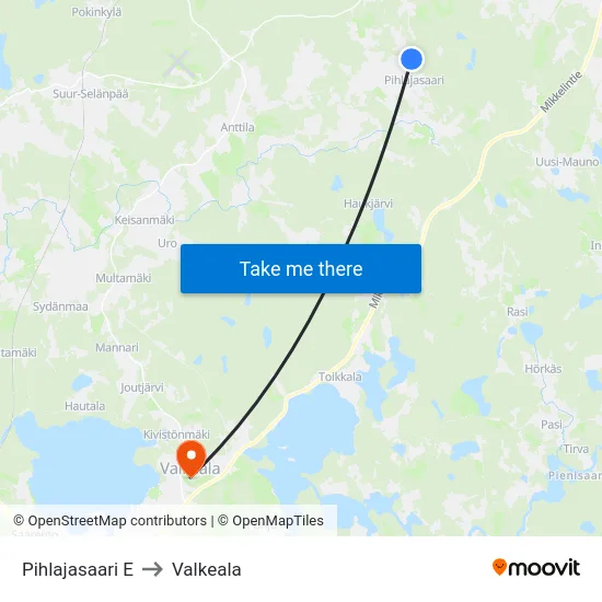 Pihlajasaari E to Valkeala map
