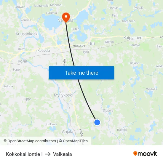 Kokkokalliontie I to Valkeala map