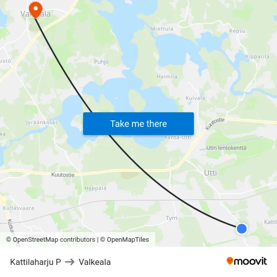 Kattilaharju P to Valkeala map
