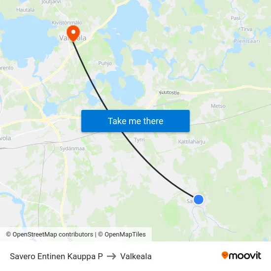 Savero Entinen Kauppa P to Valkeala map