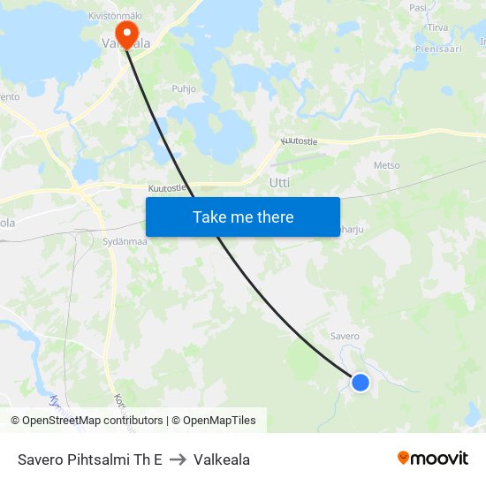 Savero Pihtsalmi Th E to Valkeala map