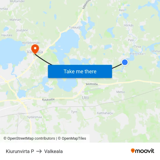 Kiurunvirta P to Valkeala map