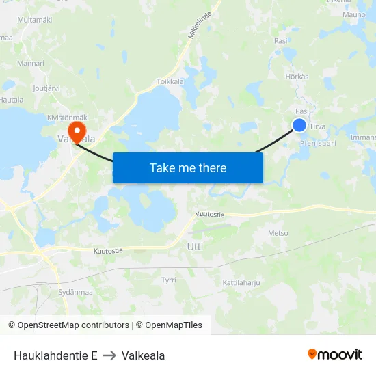 Hauklahdentie E to Valkeala map
