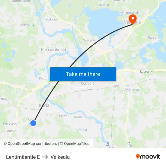 Lehtimäentie E to Valkeala map