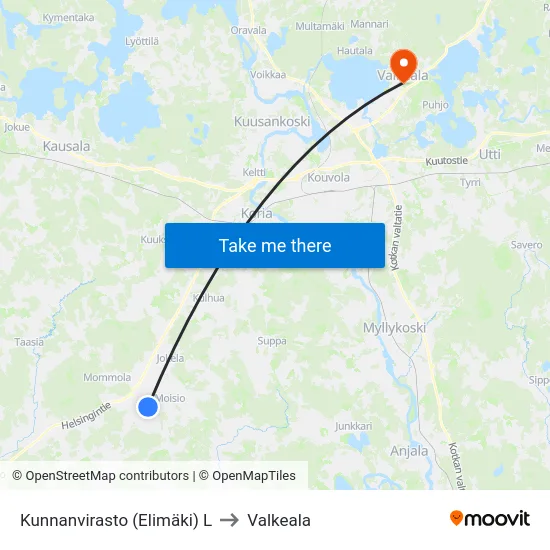Kunnanvirasto (Elimäki) L to Valkeala map