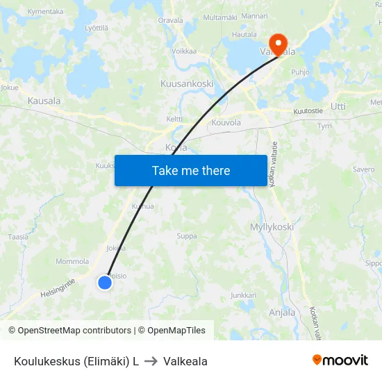 Koulukeskus (Elimäki) L to Valkeala map