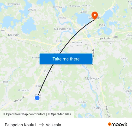 Peippolan Koulu L to Valkeala map