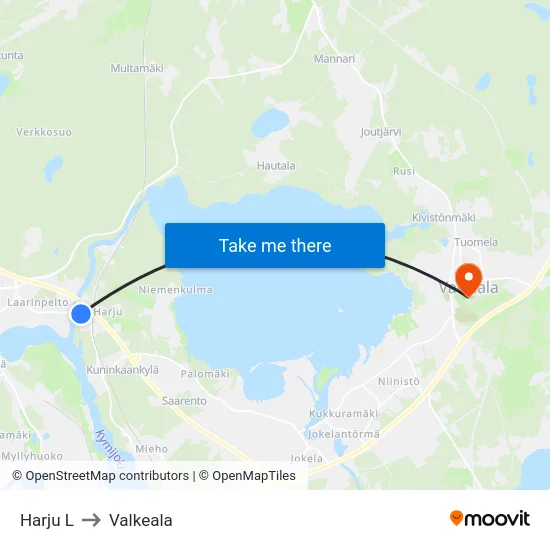 Harju L to Valkeala map