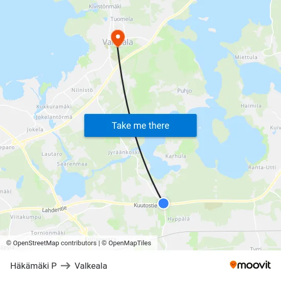 Häkämäki P to Valkeala map