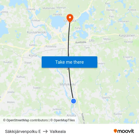Säkkijärvenpolku E to Valkeala map