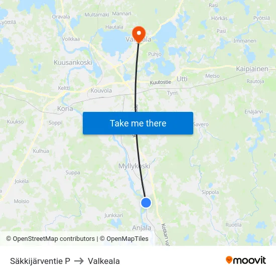 Säkkijärventie P to Valkeala map