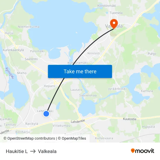 Haukitie L to Valkeala map