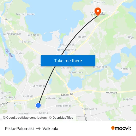Pikku-Palomäki to Valkeala map