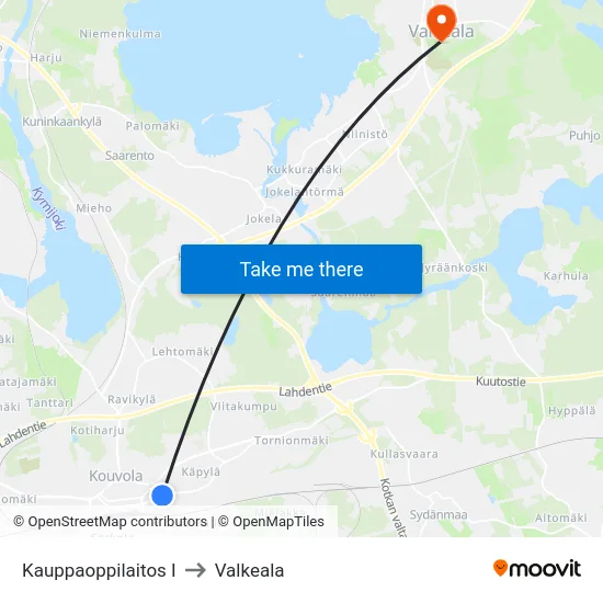 Kauppaoppilaitos I to Valkeala map