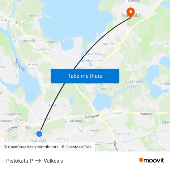 Pistokatu P to Valkeala map
