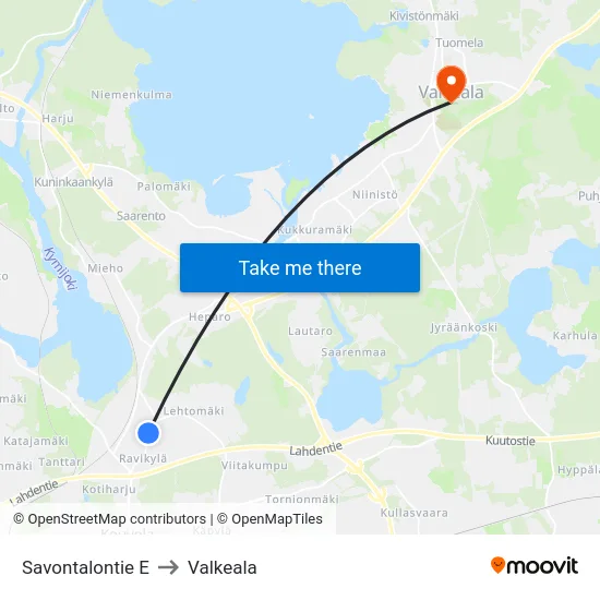 Savontalontie E to Valkeala map