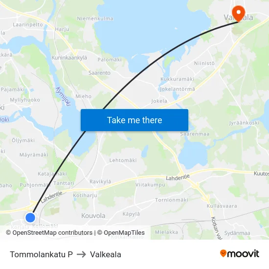 Tommolankatu P to Valkeala map