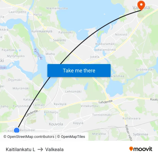 Kaitilankatu L to Valkeala map