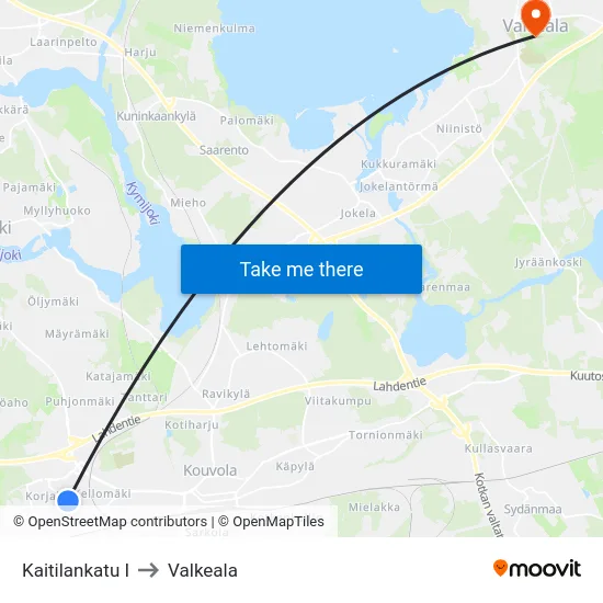 Kaitilankatu I to Valkeala map