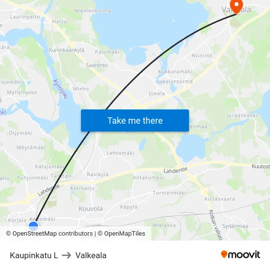 Kaupinkatu L to Valkeala map
