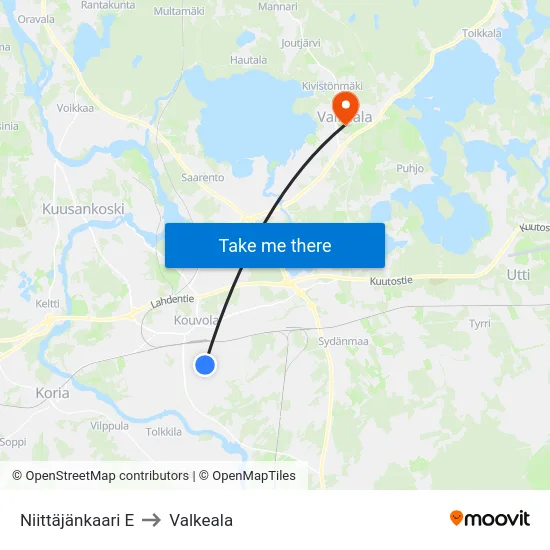 Niittäjänkaari E to Valkeala map