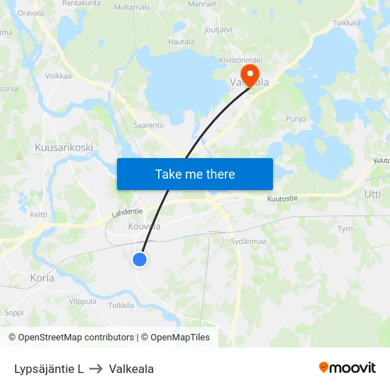 Lypsäjäntie L to Valkeala map