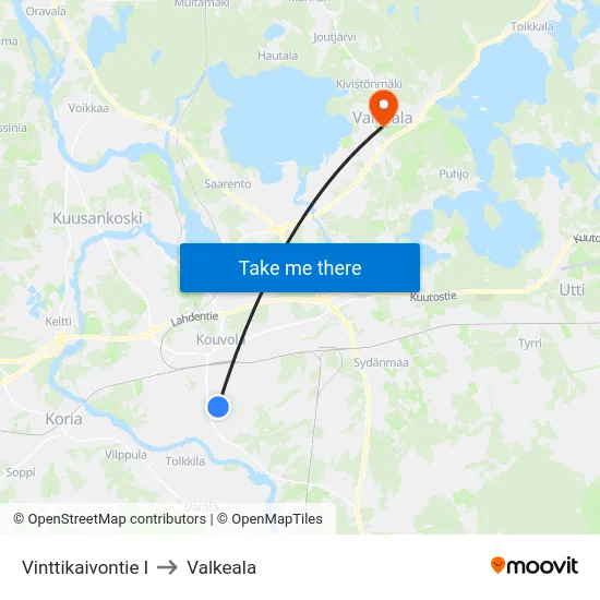 Vinttikaivontie I to Valkeala map