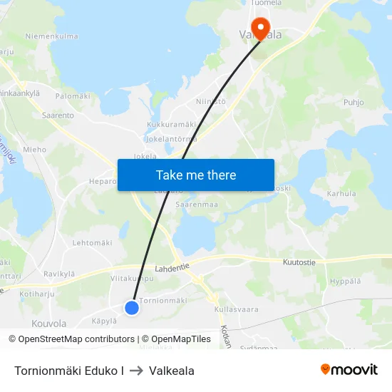 Tornionmäki Eduko I to Valkeala map