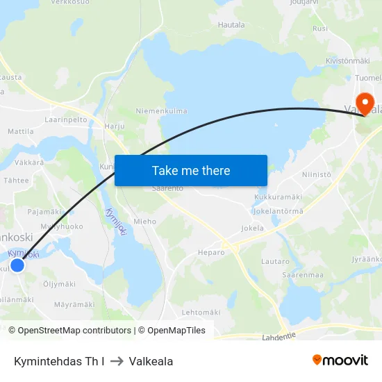 Kymintehdas Th I to Valkeala map