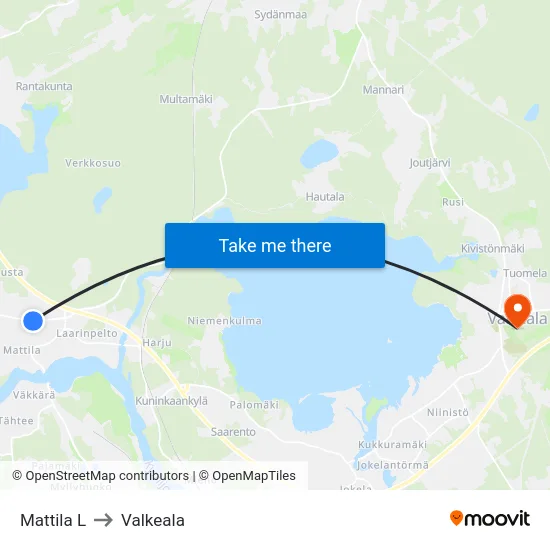 Mattila L to Valkeala map