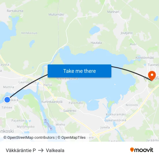 Väkkäräntie P to Valkeala map