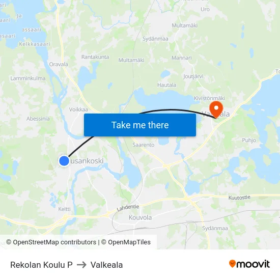 Rekolan Koulu P to Valkeala map