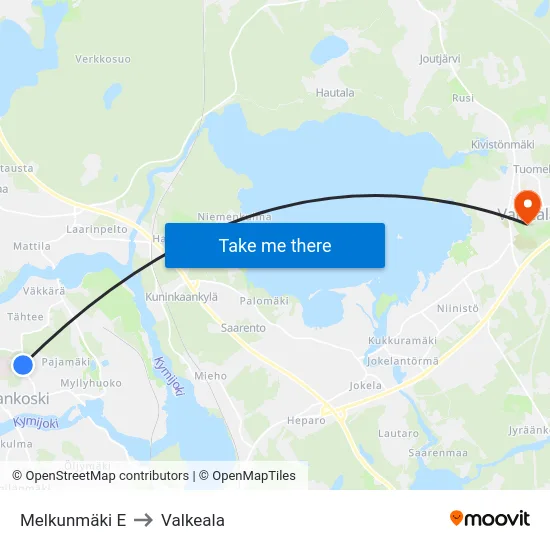 Melkunmäki E to Valkeala map