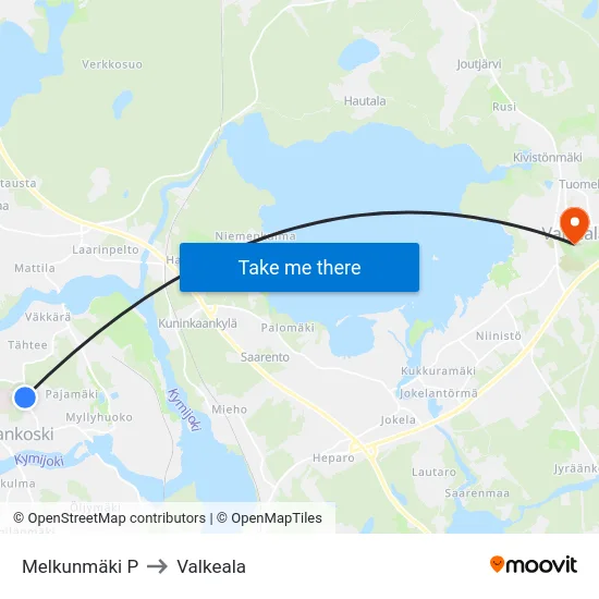 Melkunmäki P to Valkeala map