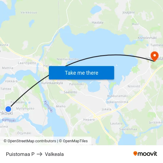 Puistomaa P to Valkeala map