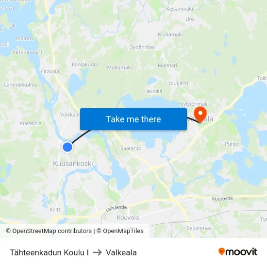 Tähteenkadun Koulu I to Valkeala map