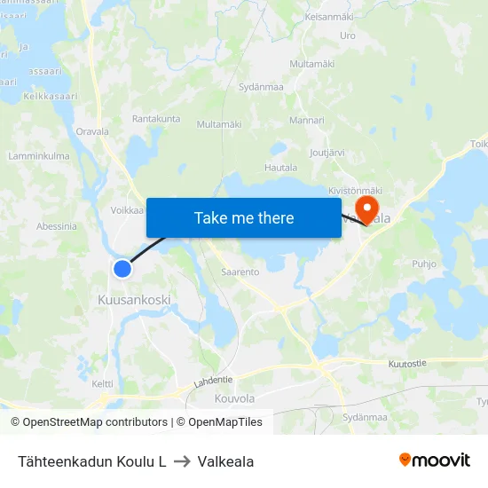 Tähteenkadun Koulu L to Valkeala map