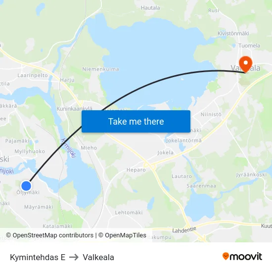 Kymintehdas E to Valkeala map